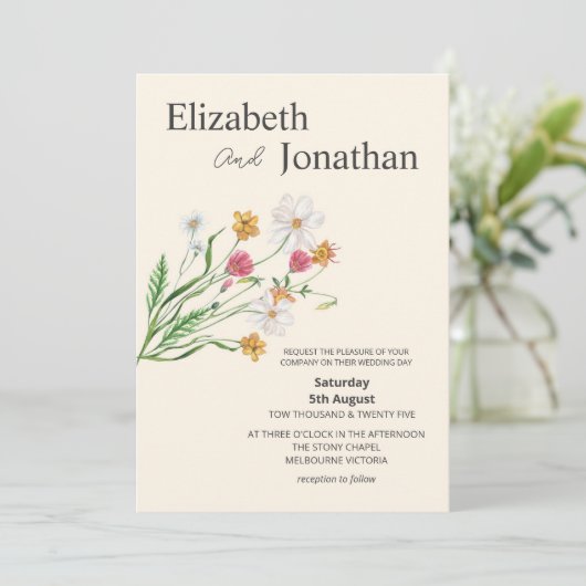 Elegant Wildflower Wedding Invite  招待状 (スタンド正面)