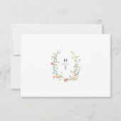 Elegant Wildflower Wedding Monogram 出欠カード (裏面)