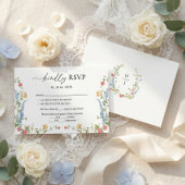 Elegant Wildflower Wedding Monogram 出欠カード