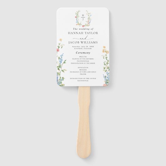 Elegant Wildflower Wedding Program ハンドファン (正面)
