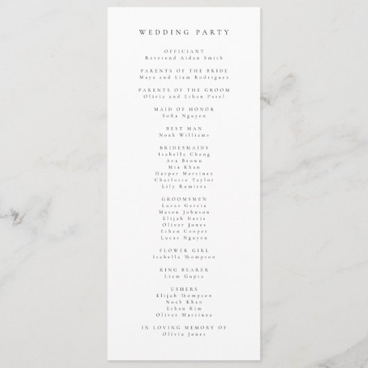 Elegant Wildflower Wedding Program プログラム (裏面)
