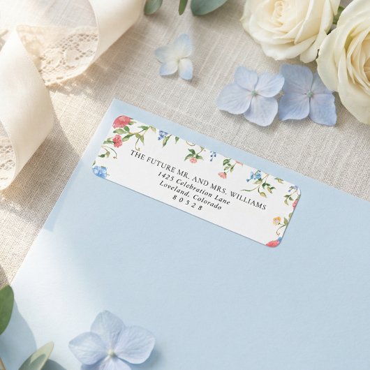 Elegant Wildflower Wedding Return Address ラベル