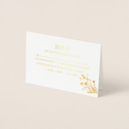 Elegant Wildflower Wedding RSVP Card 箔カード
