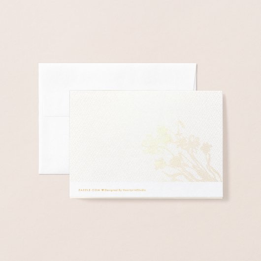 Elegant Wildflower Wedding RSVP Card 箔カード (裏面封筒付き)