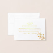 Elegant Wildflower Wedding RSVP Card 箔カード (封筒付き正面)