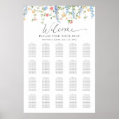 Elegant Wildflower Wedding Seating Chart Poster ポスター (正面)
