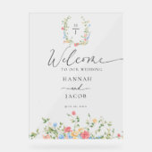 Elegant Wildflower Wedding Welcome Sign アクリルサイン (正面)