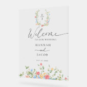 Elegant Wildflower Wedding Welcome Sign アクリルサイン (傾斜)