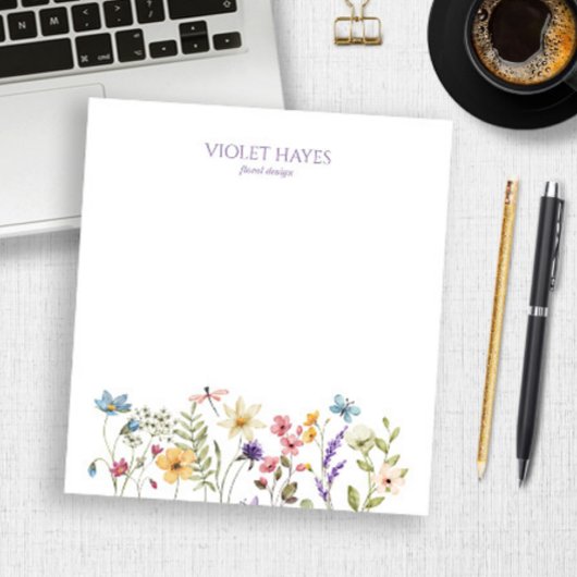 Elegant Wildflower Wild Flower Floral Custom ノートパッド