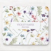 Elegant Wildflower Wild Flower Floral Custom マウスパッド (正面)