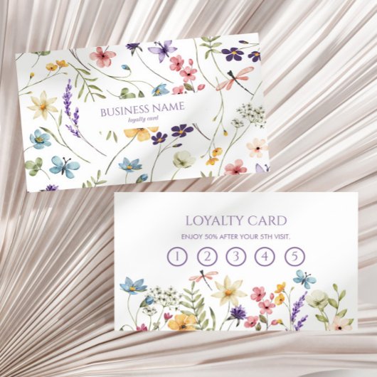 Elegant Wildflower Wild Flower Floral Custom ロイヤリティカード