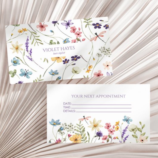 Elegant Wildflower Wild Flower Floral Custom 予約カード