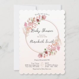 Elegant Wildflower Wreath Baby Shower Invitation 招待状