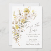 Elegant Wildflower Yellow Floral Wedding セーブザデート (正面)