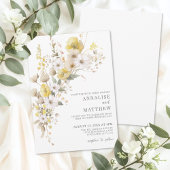 Elegant Wildflower Yellow Floral Wedding 招待状
