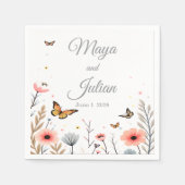 Elegant Wildflowers And Butterflies Wedding スタンダードカクテルナプキン (正面)