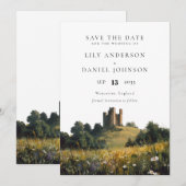 Elegant Wildflowers Floral Castle Wedding セーブザデート (正面/裏面)