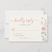 Elegant wildflowers floral wedding 出欠カード (正面)