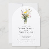 Elegant Wildflowers Mason Jar Bridal Shower 招待状 (正面)
