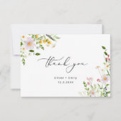 Elegant wildflowers minimalist Wedding Thank you カード (正面)