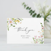Elegant wildflowers minimalist Wedding Thank you カード (スタンド正面)