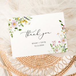Elegant wildflowers minimalist Wedding Thank you カード