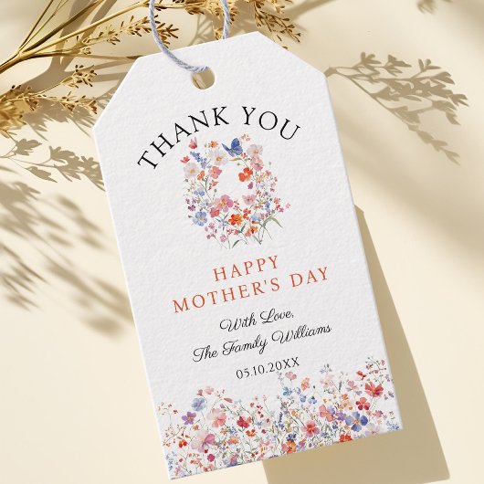 Elegant Wildflowers Mother's Day Thank you ギフトタグ