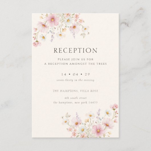 Elegant Wildflowers Reception Wedding エンクロージャーカード (正面)