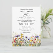 Elegant Wildflowers Rustic Budget QR Code Wedding 招待状 (スタンド正面)
