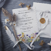 Elegant Wildflowers Rustic Budget QR Code Wedding 招待状