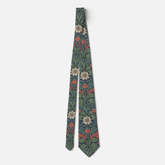 Elegant William Morris Strawberry Floral Pattern ネクタイ (裏面)