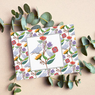 Elegant William Morris Style Owls With Sunflowers ポストカード