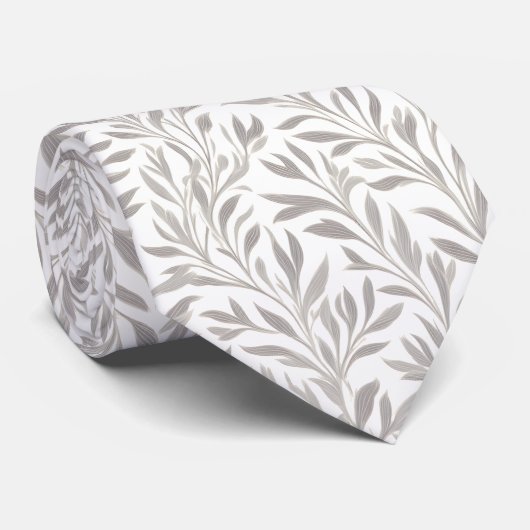 Elegant Willow Leaves on White ネクタイ (ロール)