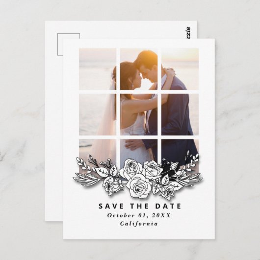 Elegant Window with Image Wedding Save the Date ポストカード (正面/裏面)