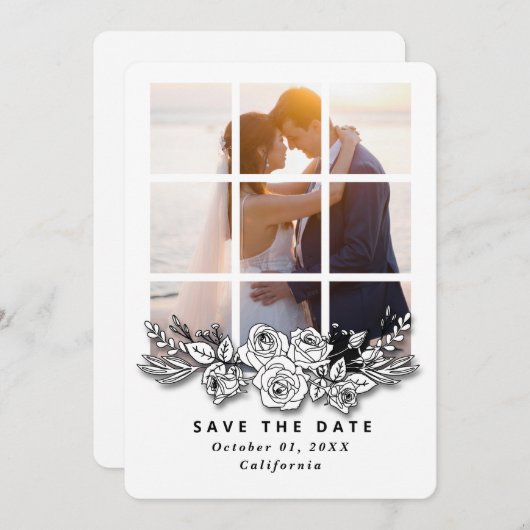 Elegant Window with Image Wedding Save the Date 招待状 (正面/裏面)