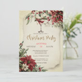 Elegant Wine Glass Lights Poinsettia Christmas  招待状 (スタンド正面)