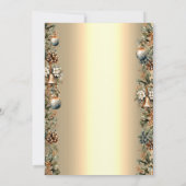 Elegant Wine Pinecones Bells Poinsettia Christmas  招待状 (裏面)