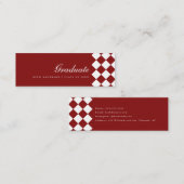Elegant Wine Red Checkered Graduation Name Card スキニー名刺 (正面/裏面)