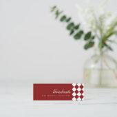 Elegant Wine Red Checkered Graduation Name Card スキニー名刺 (スタンド正面)