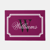 Elegant wine red classy border personalized ドアマット (正面)