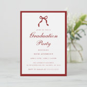 Elegant Wine Red Coquette Bow Graduation Party 招待状 (スタンド正面)