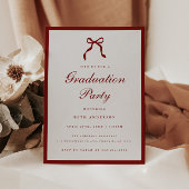 Elegant Wine Red Coquette Bow Graduation Party 招待状