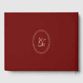 Elegant Wine Red Script Monogram Wedding ゲストブック (裏面)