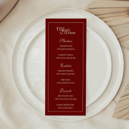 Elegant Wine Red Script Monogram Wedding メニュー