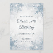 Elegant Winter 30th Birthday Invitation – Icy Snow 招待状 (正面)