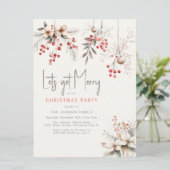 Elegant Winter Berries & Florals Christmas Party 招待状 (スタンド正面)