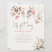 Elegant Winter Berries & Florals Christmas Party 招待状 (正面)