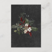 Elegant Winter Berries & Pine Black Wedding エンクロージャーカード (裏面)