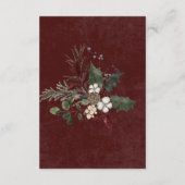 Elegant Winter Berries & Pine Burgundy Wedding エンクロージャーカード (裏面)