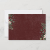 Elegant Winter Berries & Pine Burgundy Wedding 出欠カード (裏面)